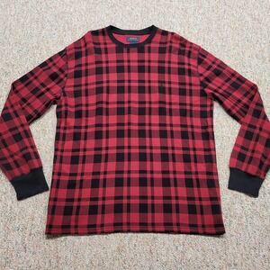Polo Ralph Lauren Shirt Mens 2XL‎ Buffalo Plaid Thermal Long Sleeve Waffle Knit